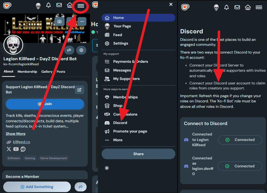 Ko-fi Discord linking